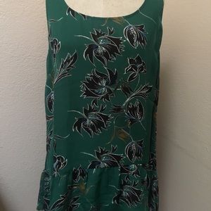 CAbi green floral peplum tank